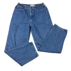 LL Bean Flannel Lined Jeans‎ Womens 14 M/T Blue Relaxed Fit High Rise Excellent